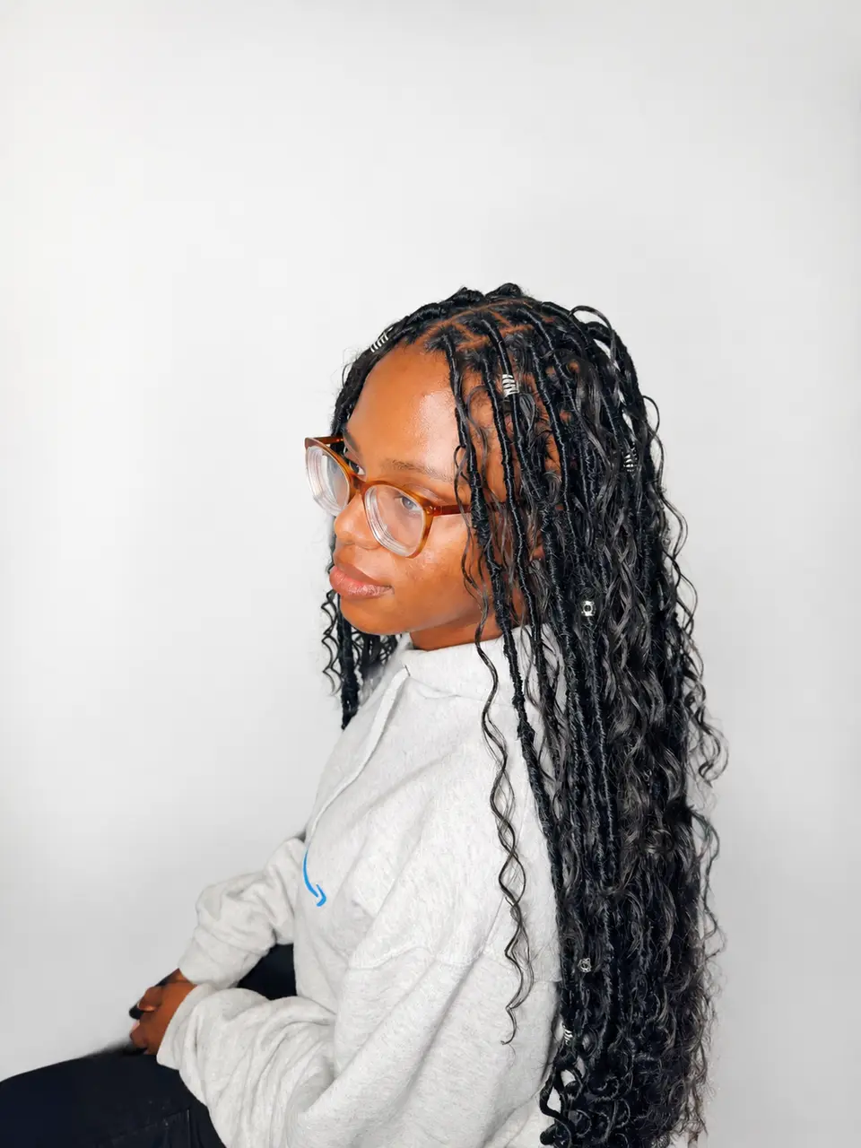 Long boho locs with curls